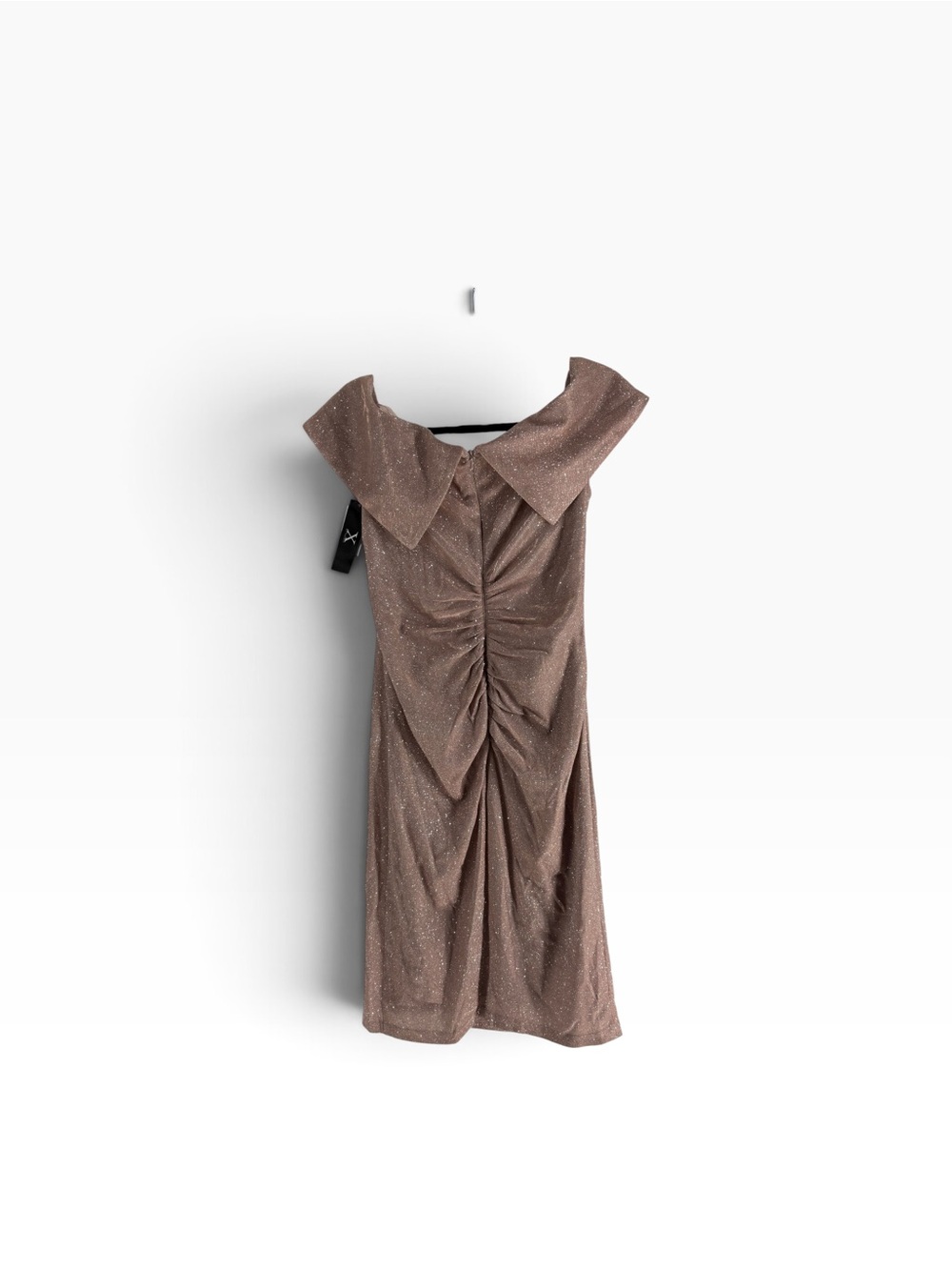 New C by Sxcape Off-Shoulder Ruched Sheath Dress in Taupe size 10 - Picture 3 of 5